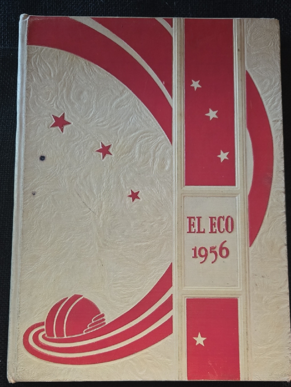 El Eco 1956 Vintage Yearbook - Cream & Red Cover